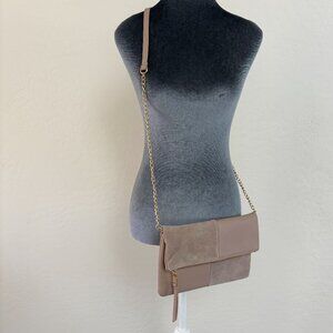 Moda‎ Luxe Thea Suede Clutch/Crossbody Handbag - Khaki